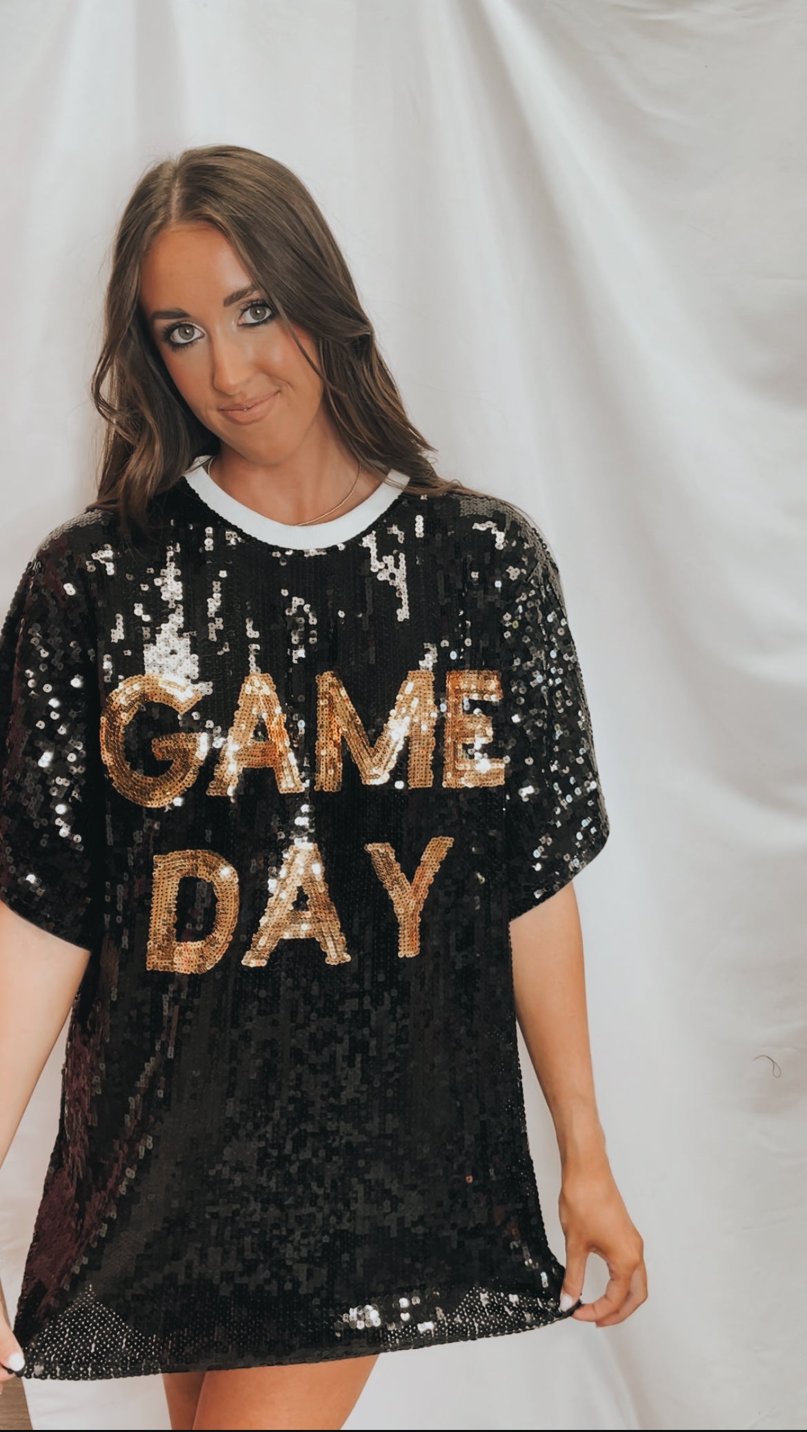 Black Sequin Game Day Tunic/Dress