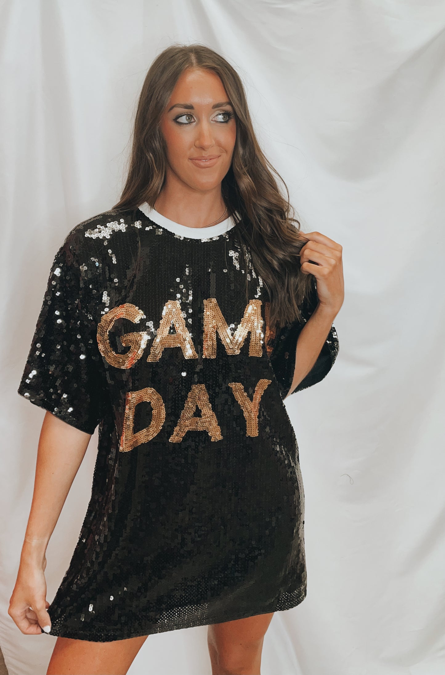 Black Sequin Game Day Tunic/Dress