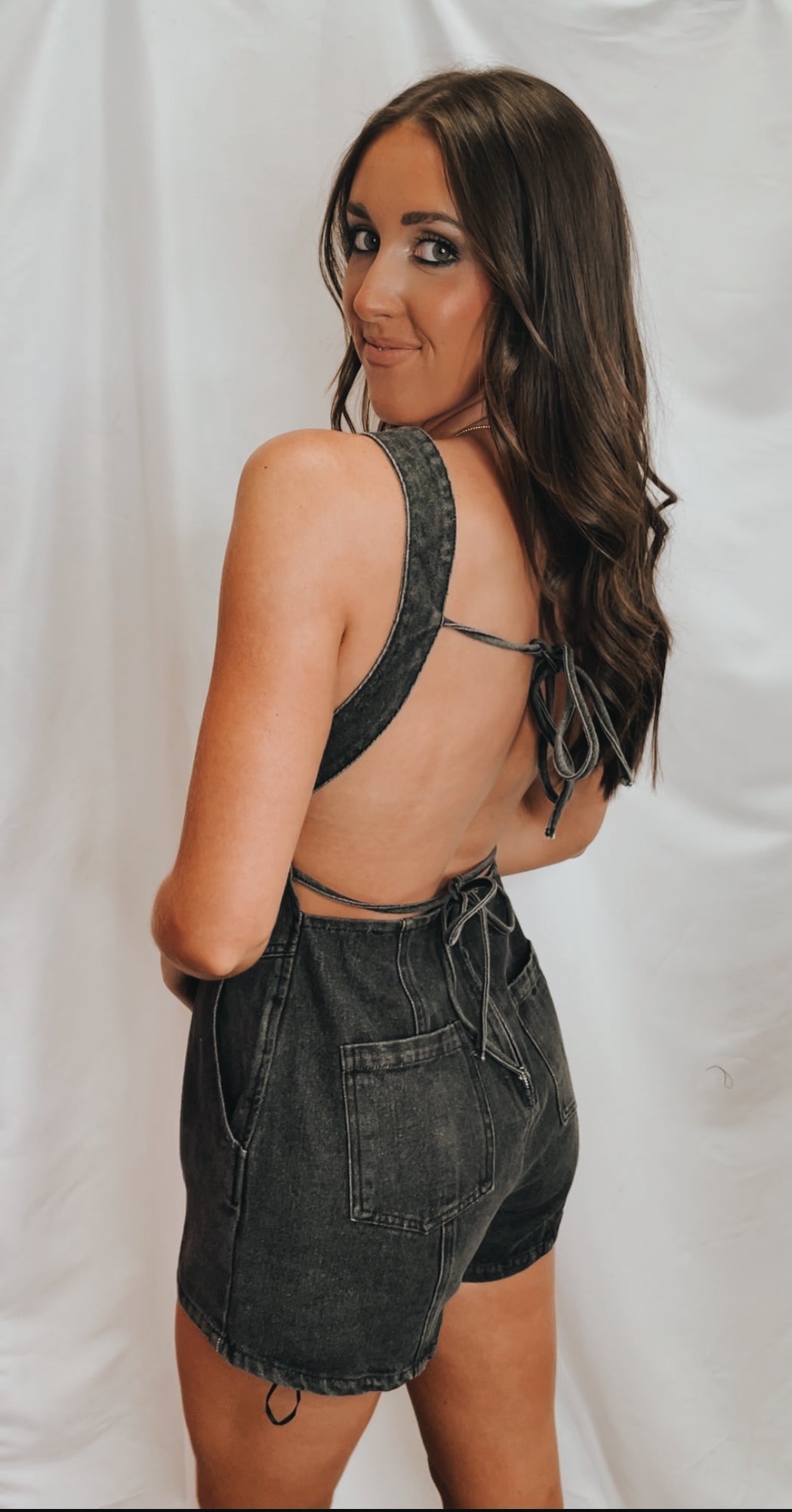 Weekend Fit Black Denim Romper