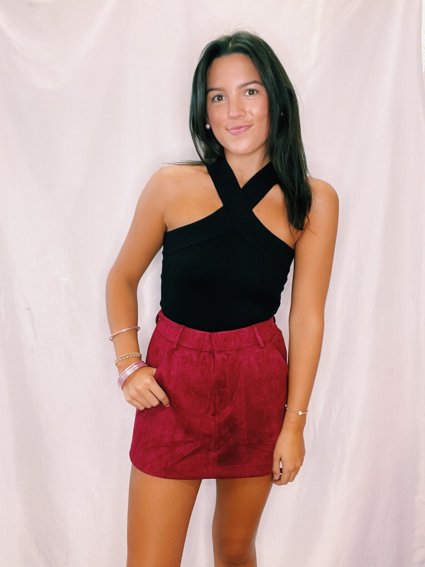 All Season Long Maroon Cross Bodysuit