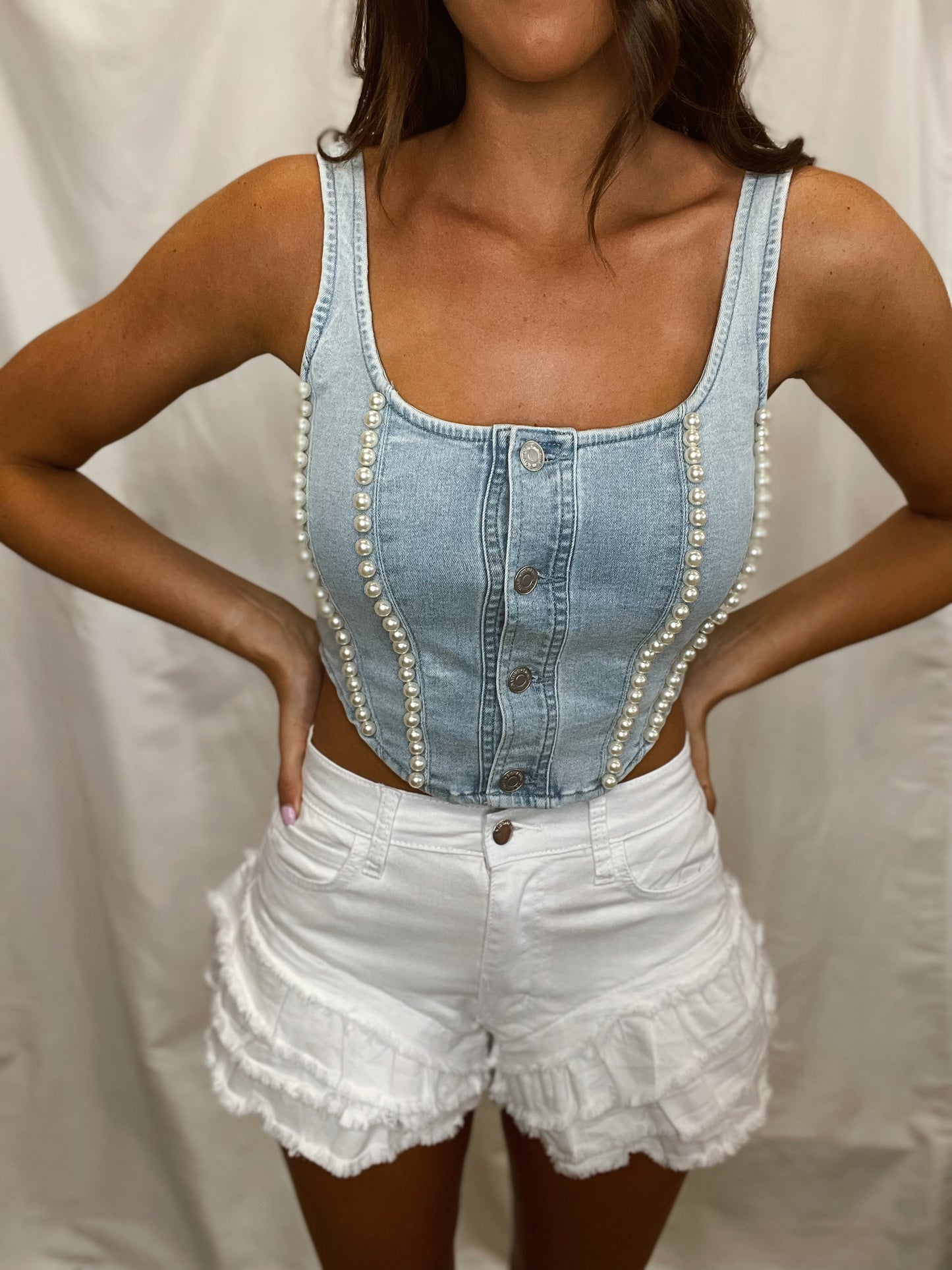 Little Pearl Moment Denim Top