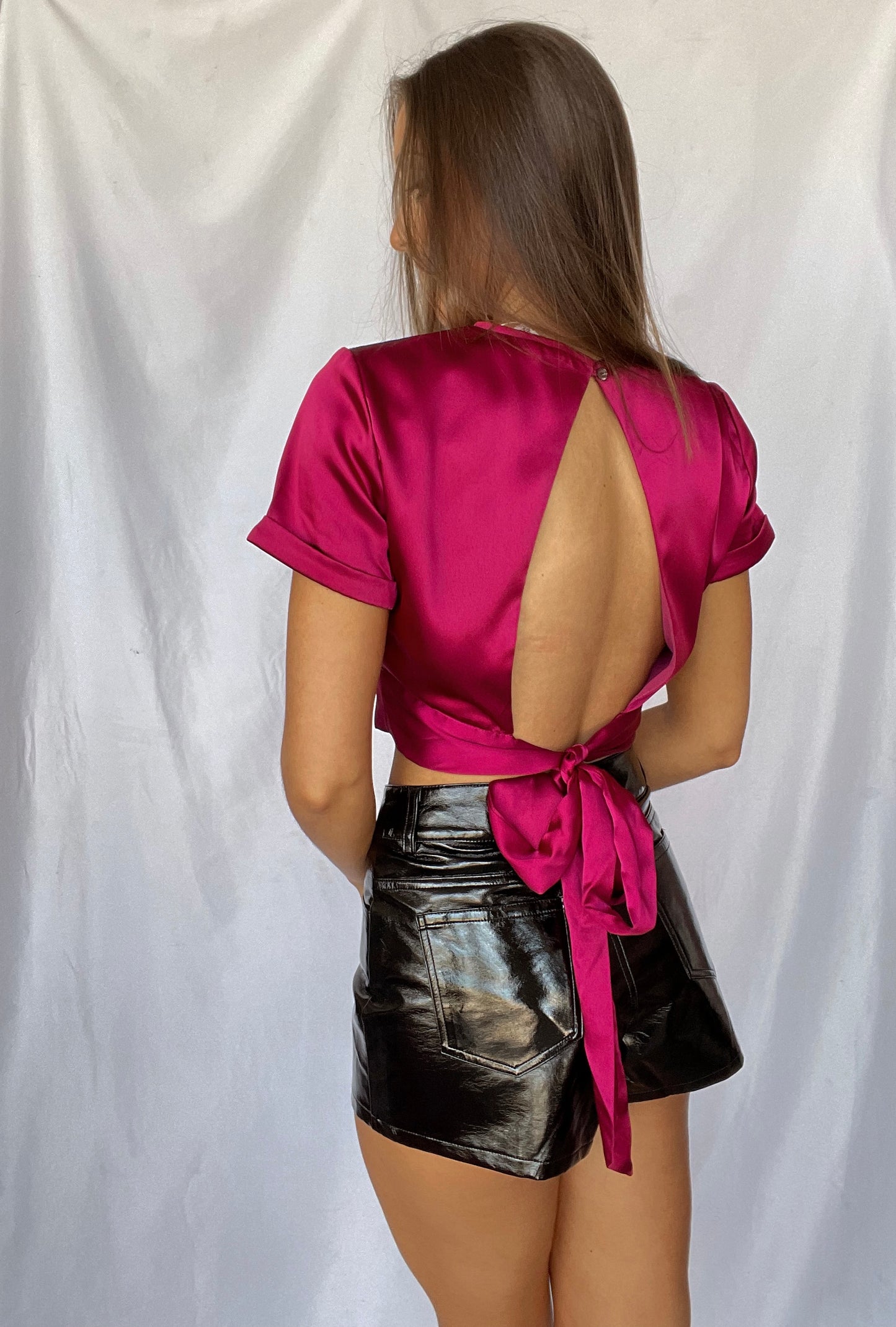 More Maroon Cap Sleeve Crop Top