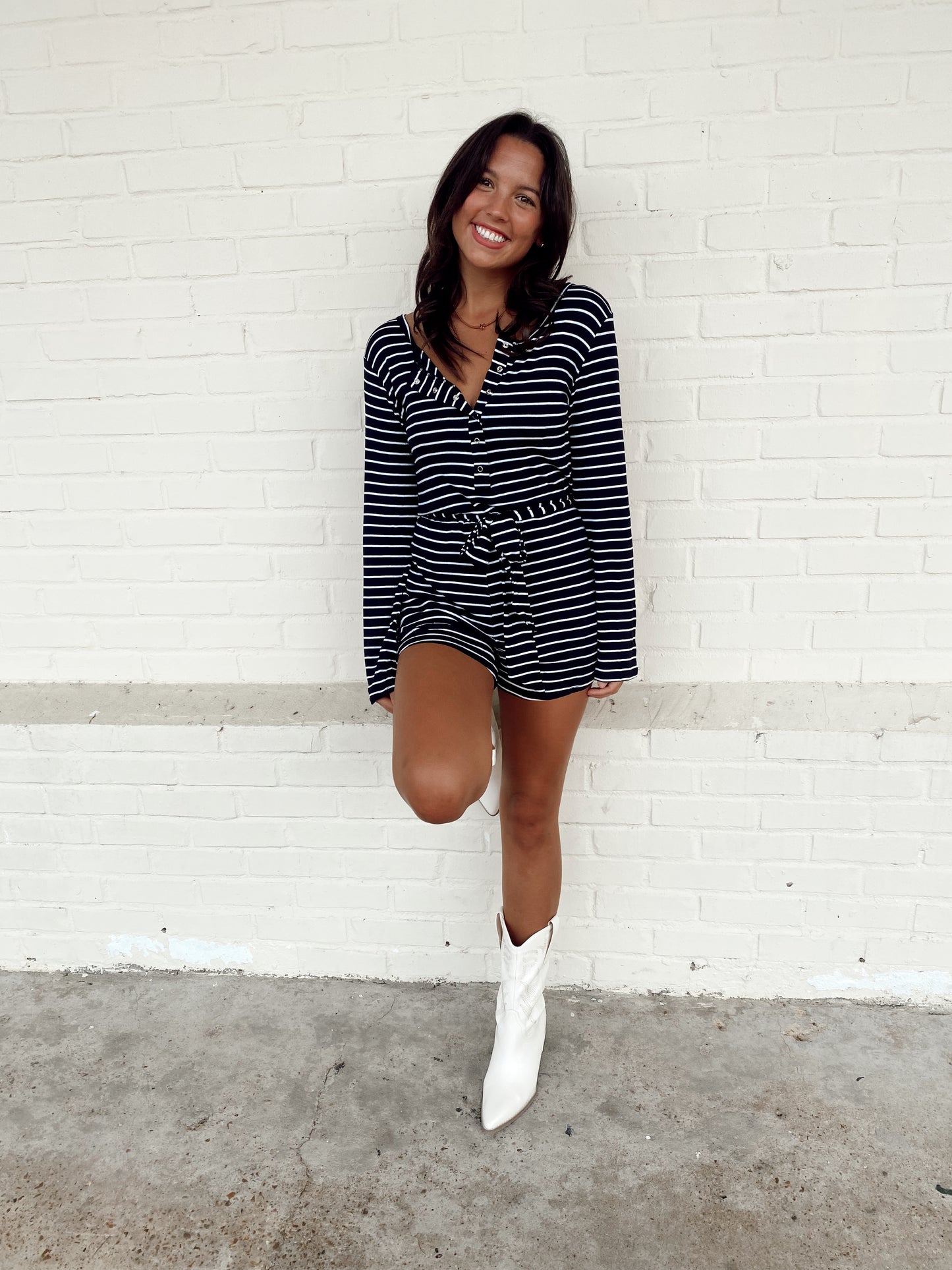 I'll Be There Black/White Stripe Romper