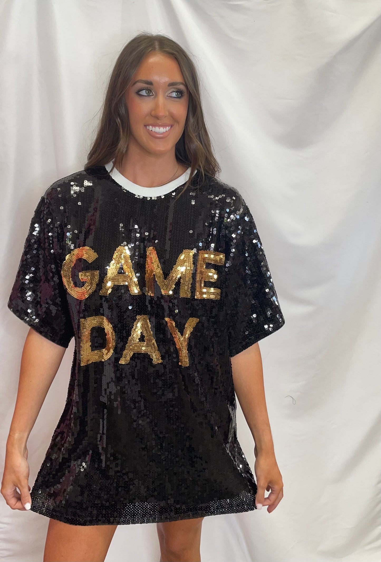 Black Sequin Game Day Tunic/Dress