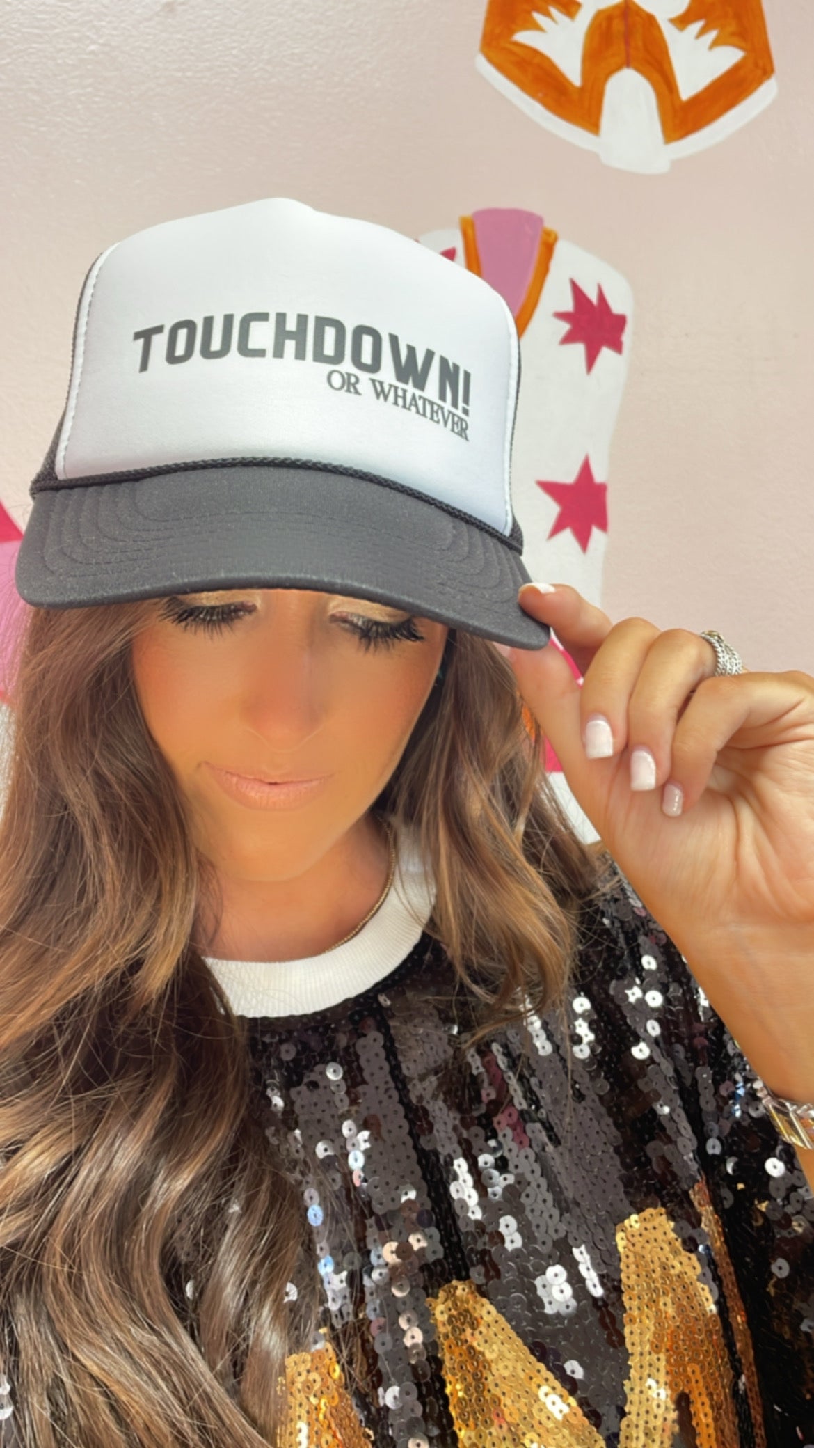 Touchdown Or Whatever Black Trucker Hat