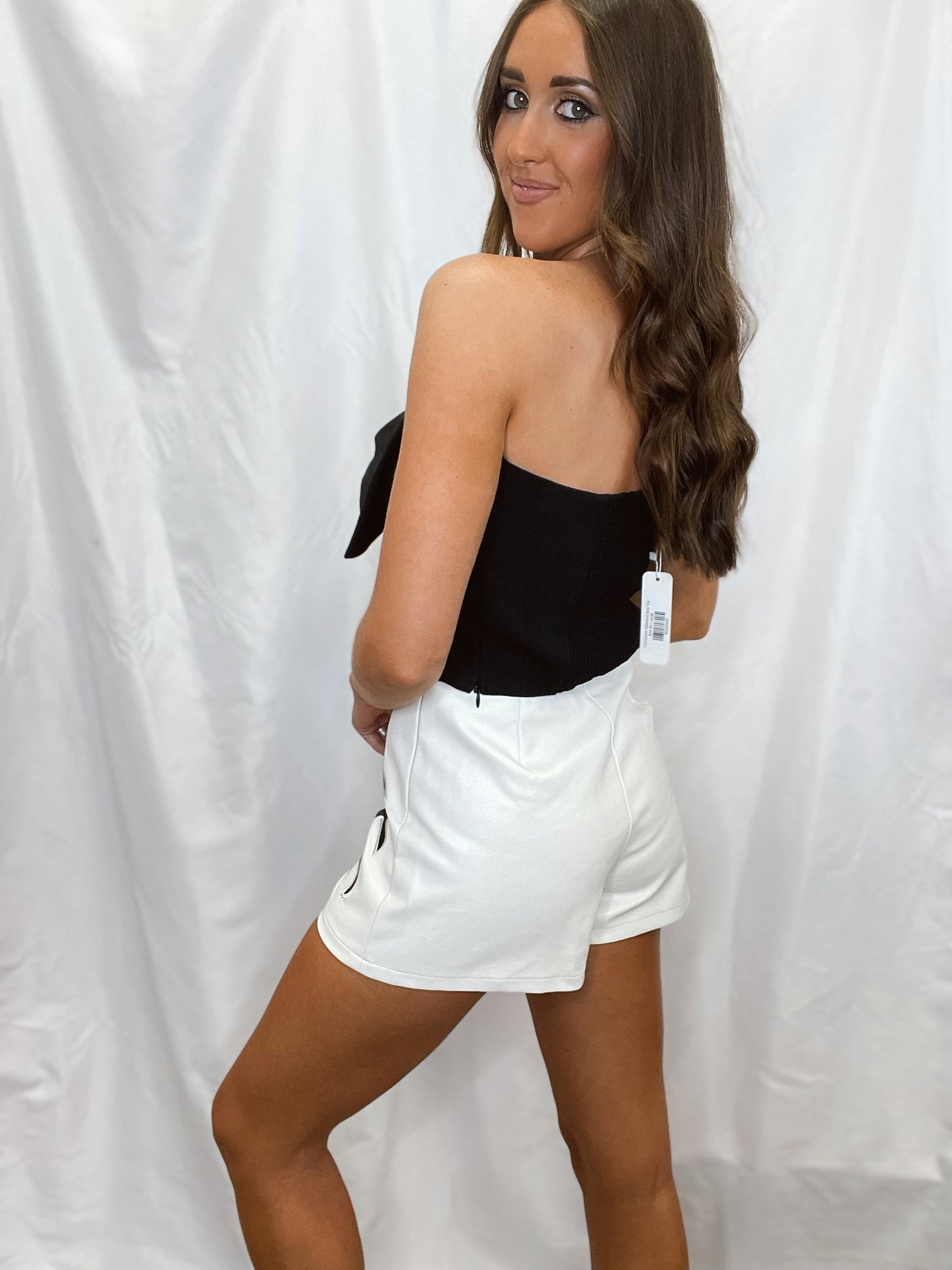 White Leather Lightning Shorts