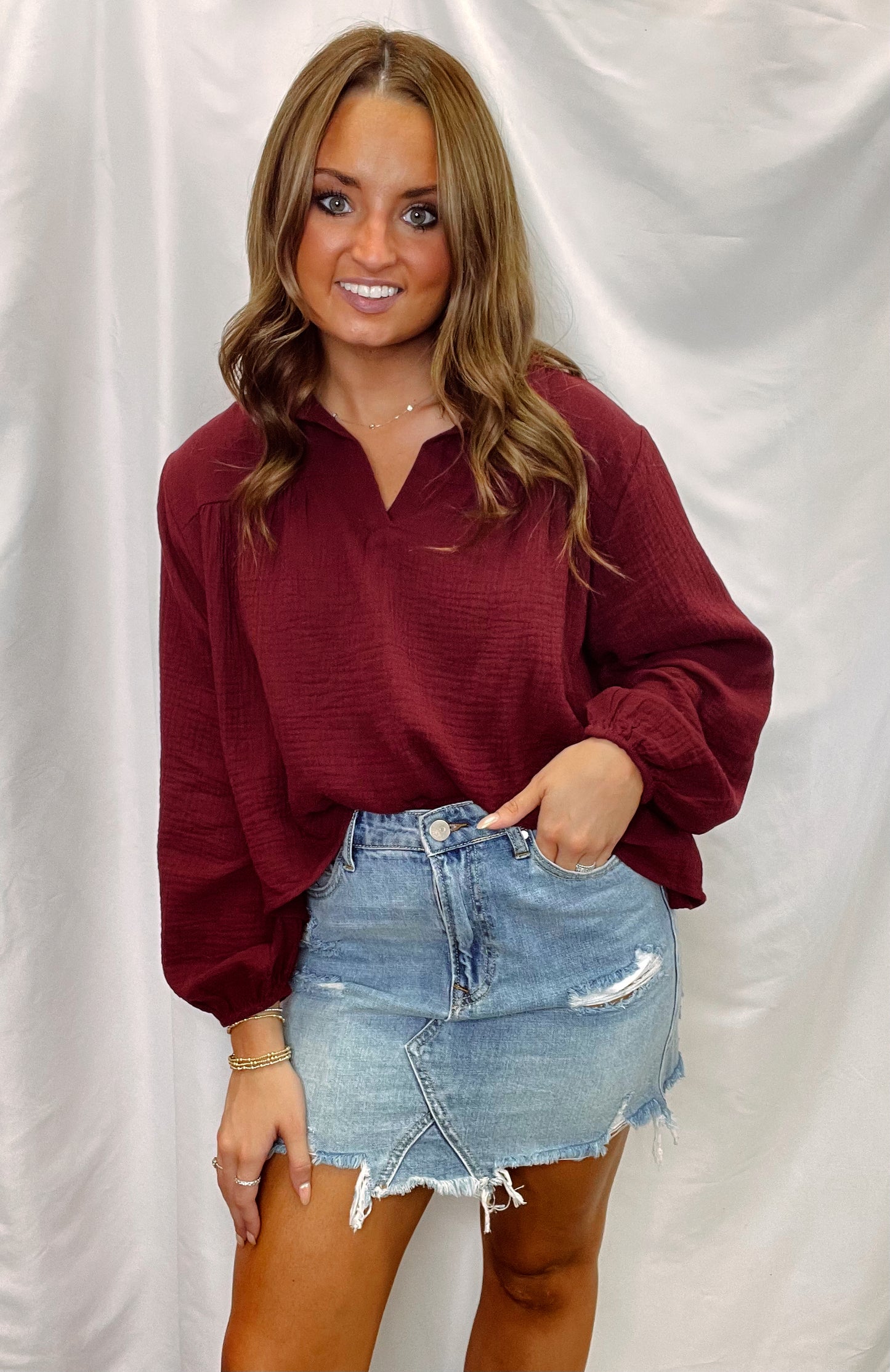 Falling For You Maroon Top