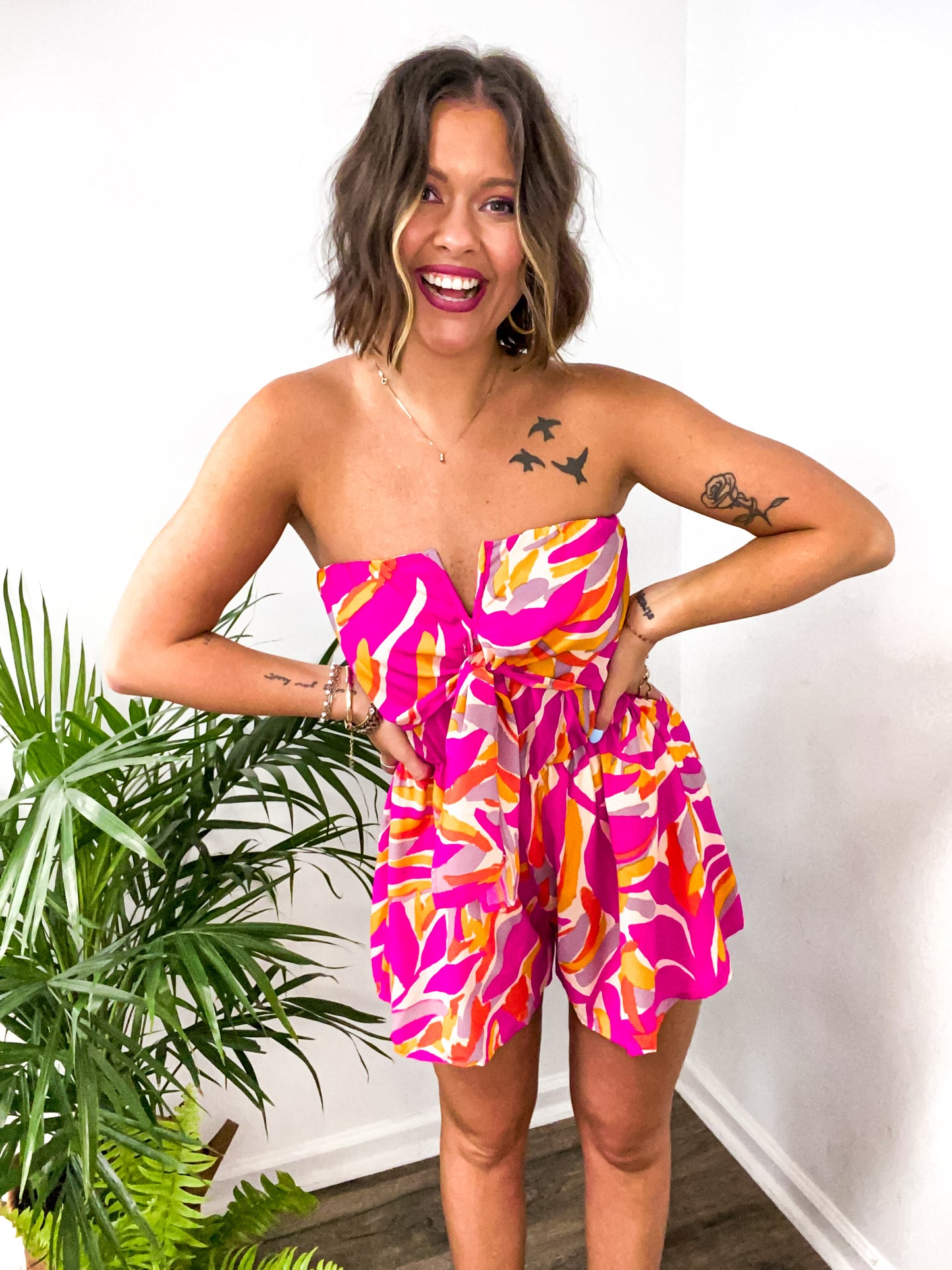 Suntan City Orange/Pink Romper