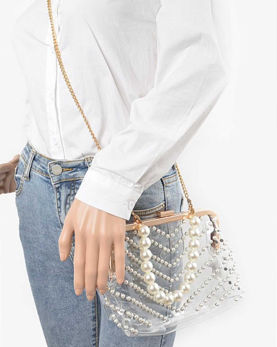 Pearl Clear Crossbody Clutch
