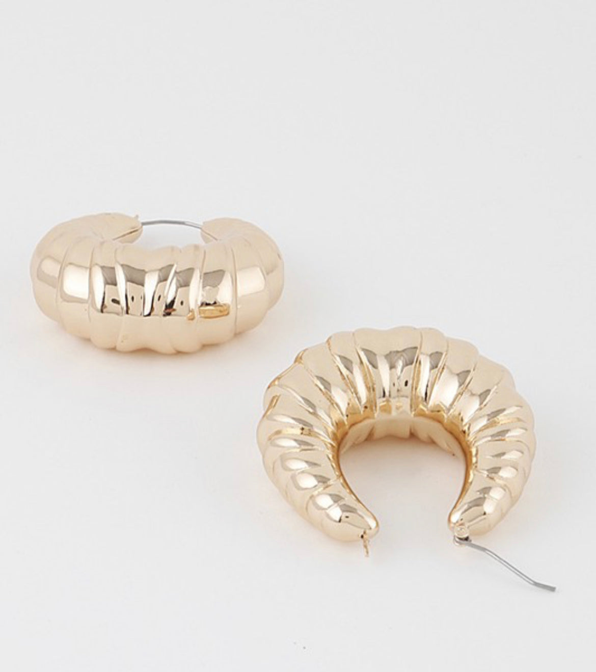 Ribbed Crescent Hoop Earring