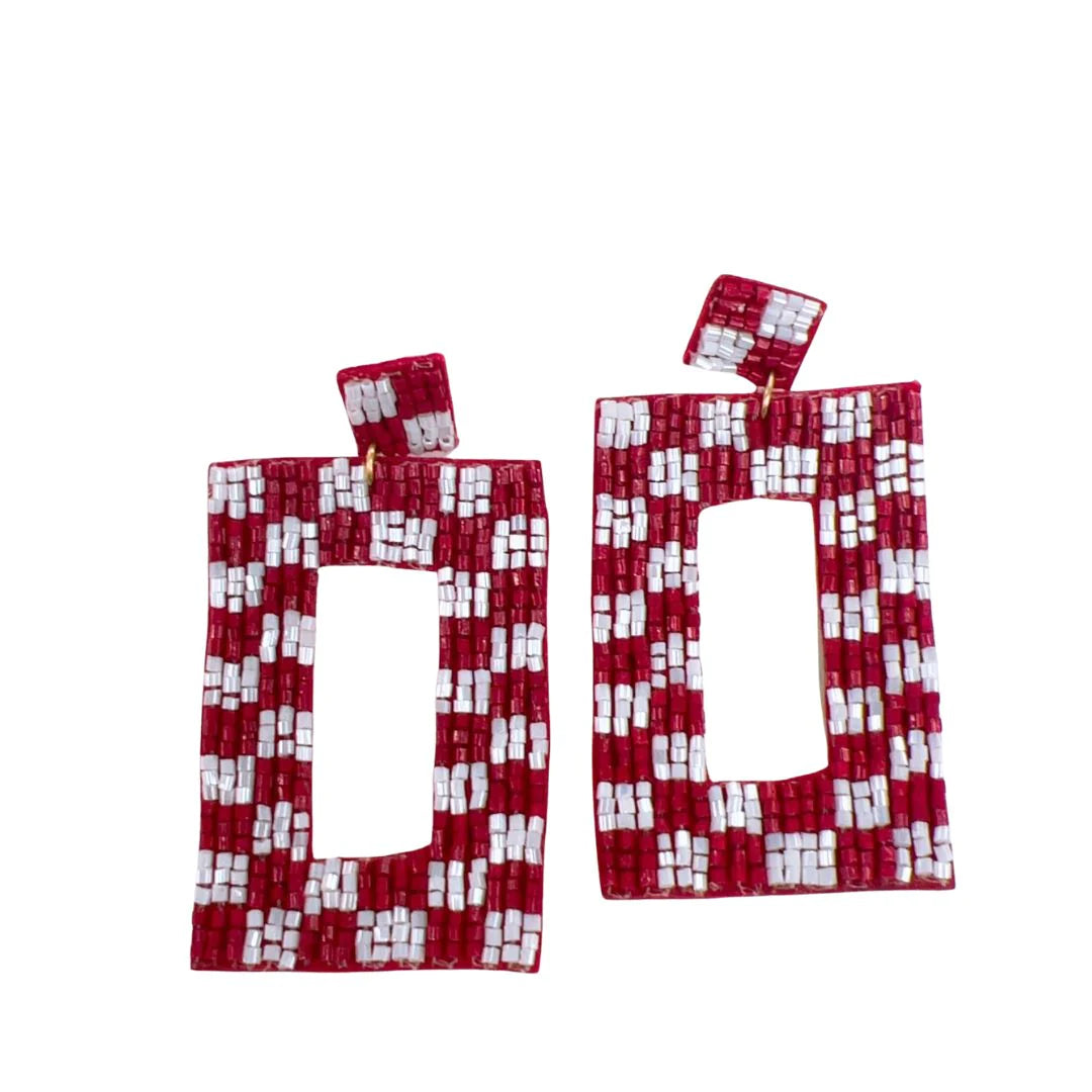 Checkered Maroon Earrings