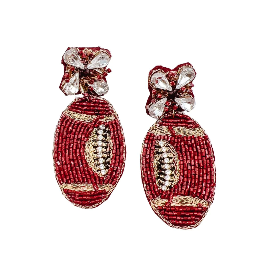 Beaded Football Earrings