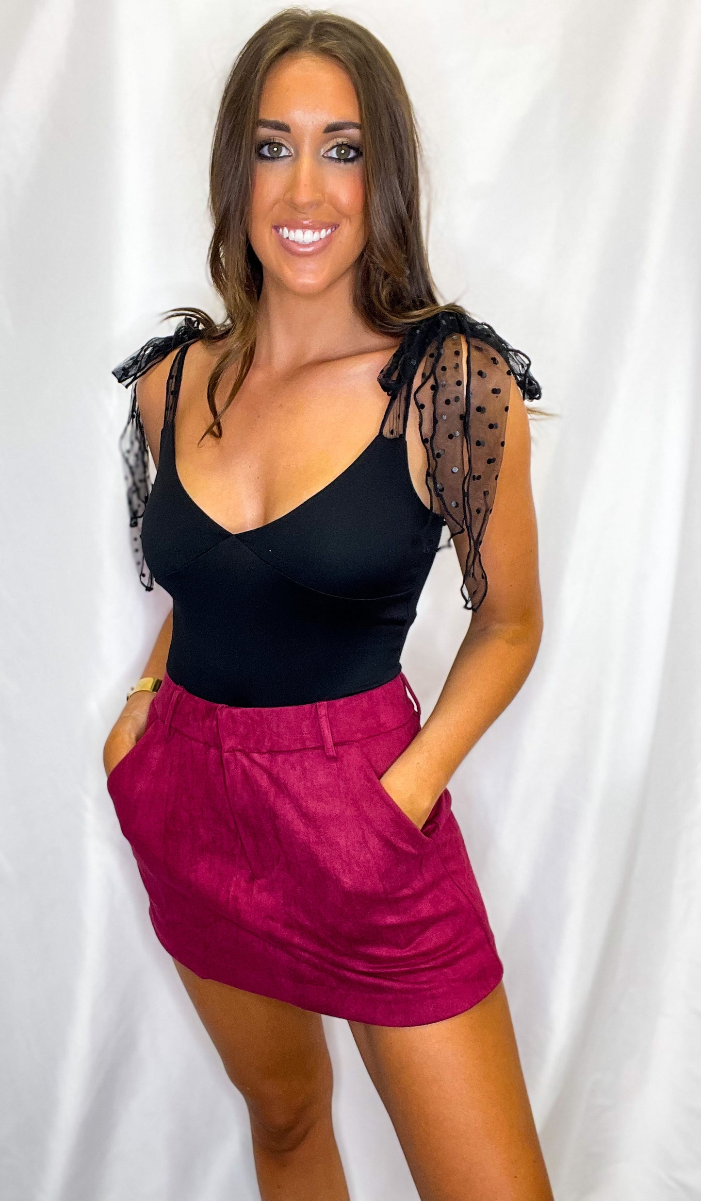 Sucker for Suede Maroon Skort