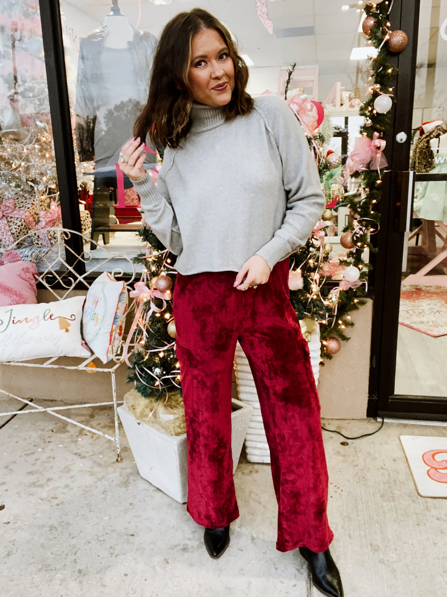 This Christmas Velvet Cargo Pants
