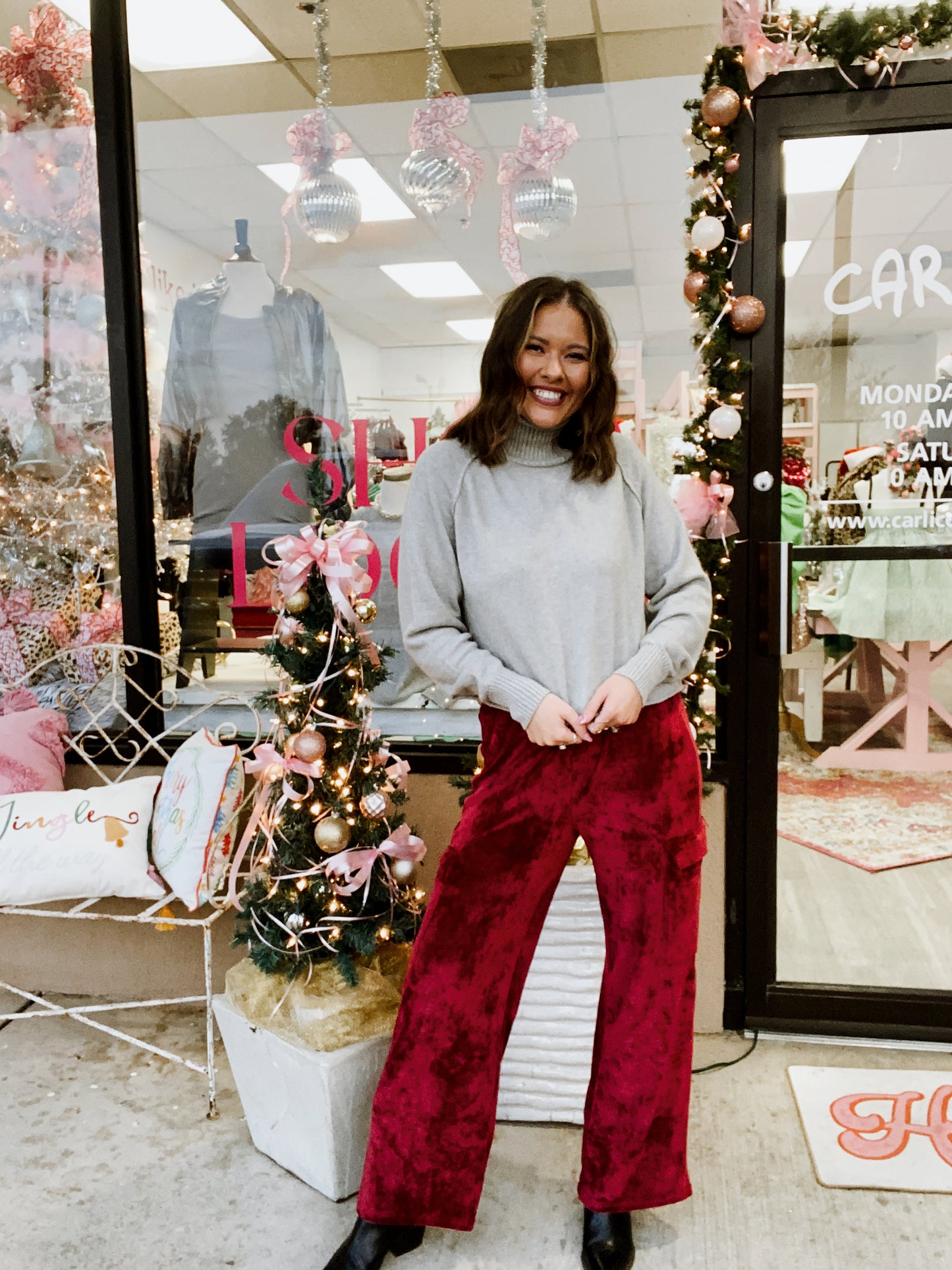 This Christmas Velvet Cargo Pants