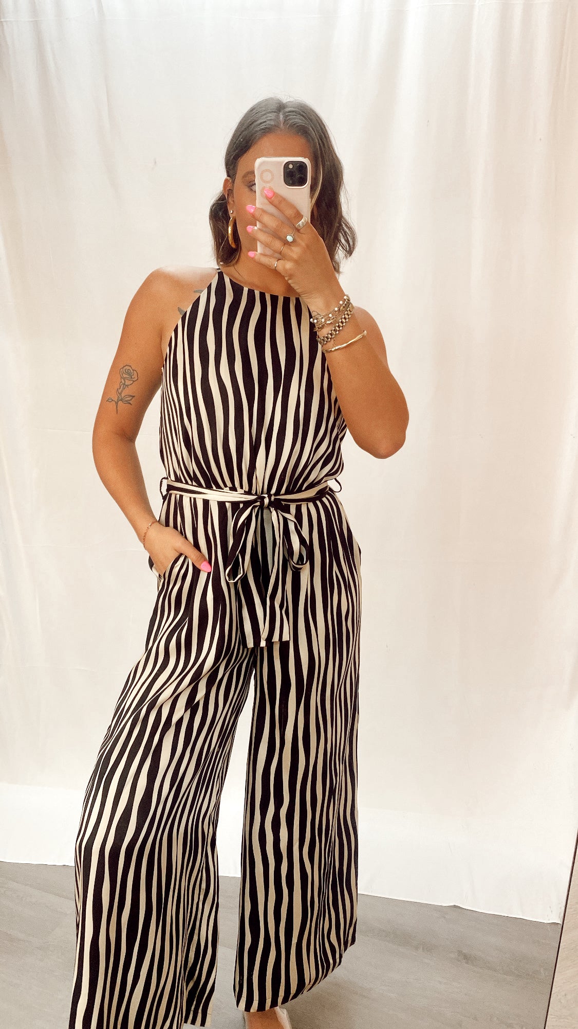 Going Places Black Stripe Jumpsuit