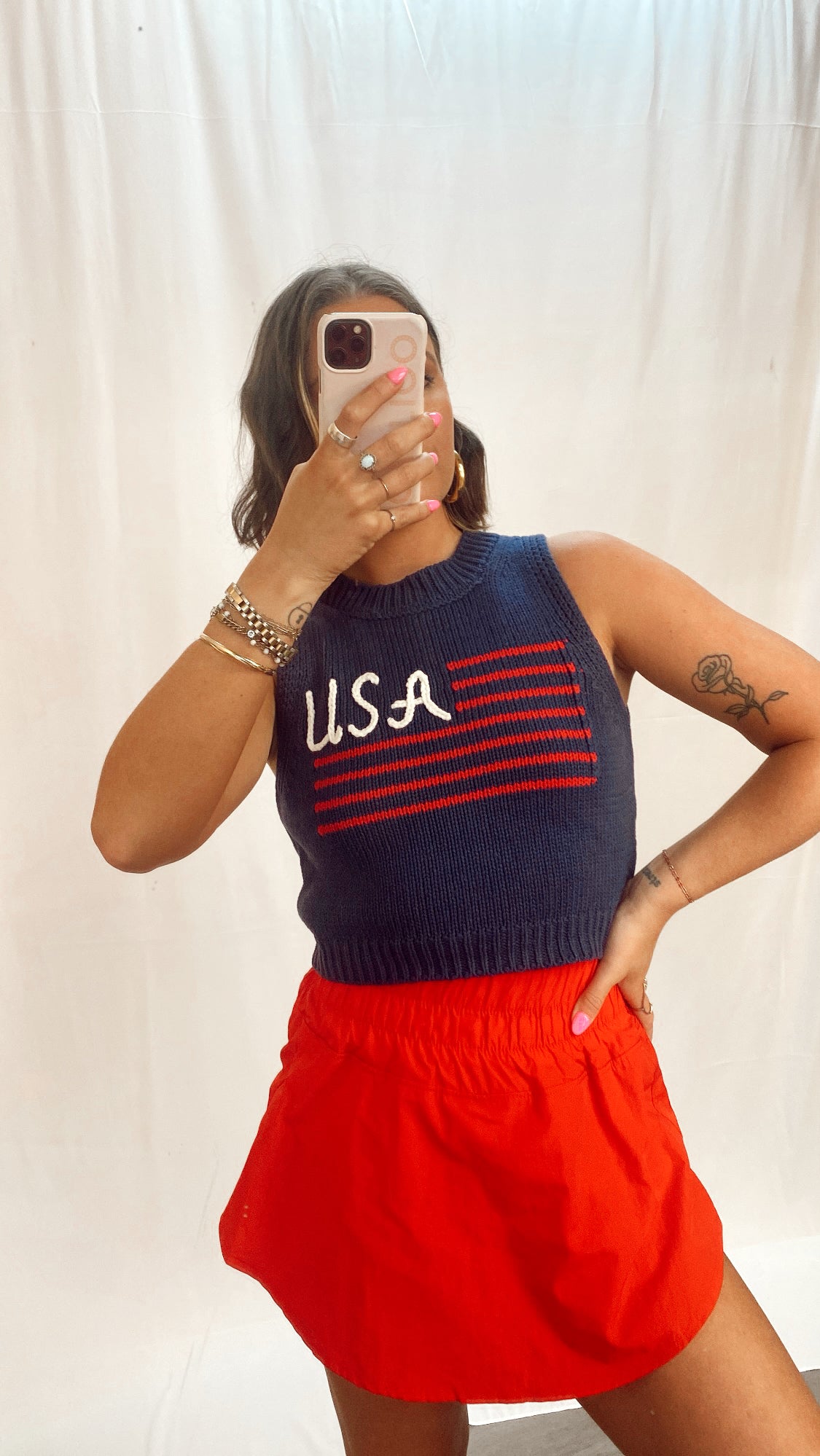 Navy USA Knit Tank Top