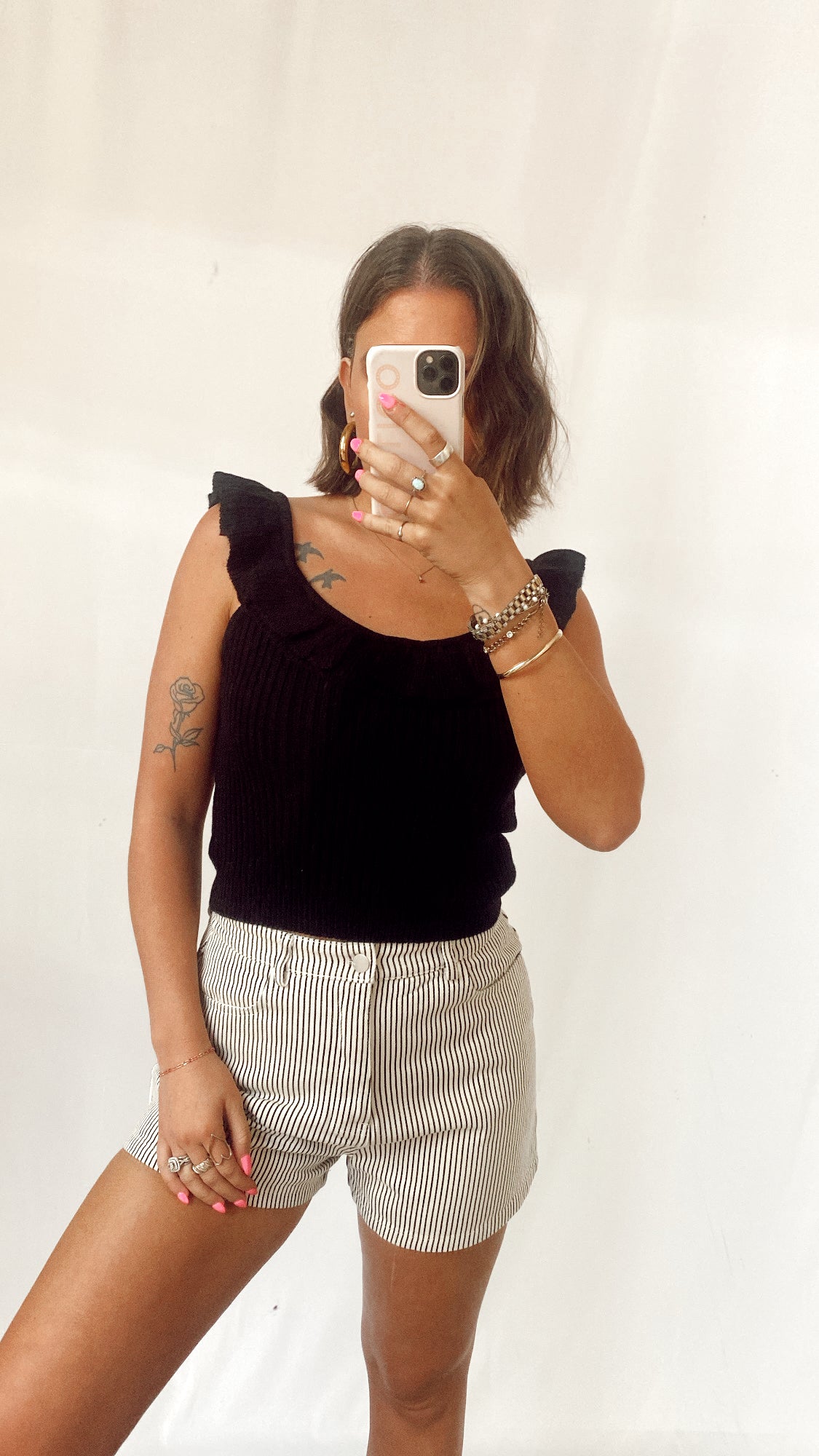 Summer Romance Black Ruffle Sweater