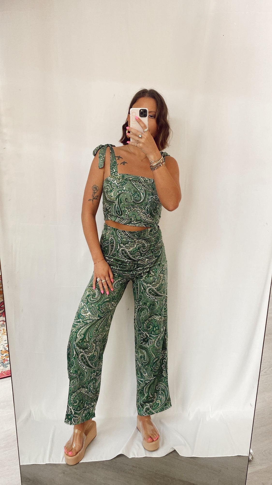 A Little Flirtatious Green Two Piece Set