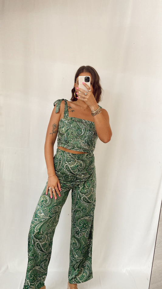 A Little Flirtatious Green Two Piece Set