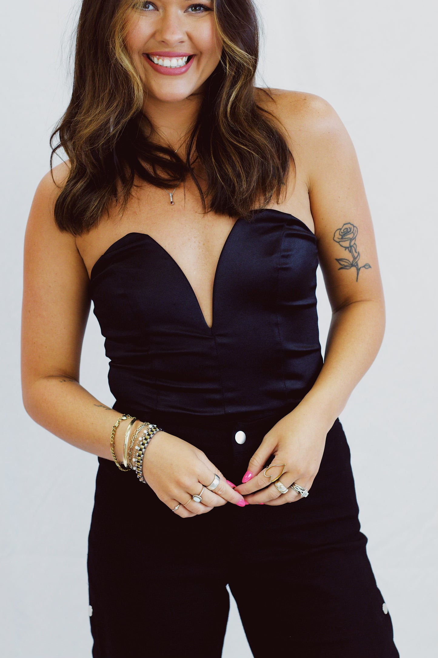 Attention Please Black Bodysuit