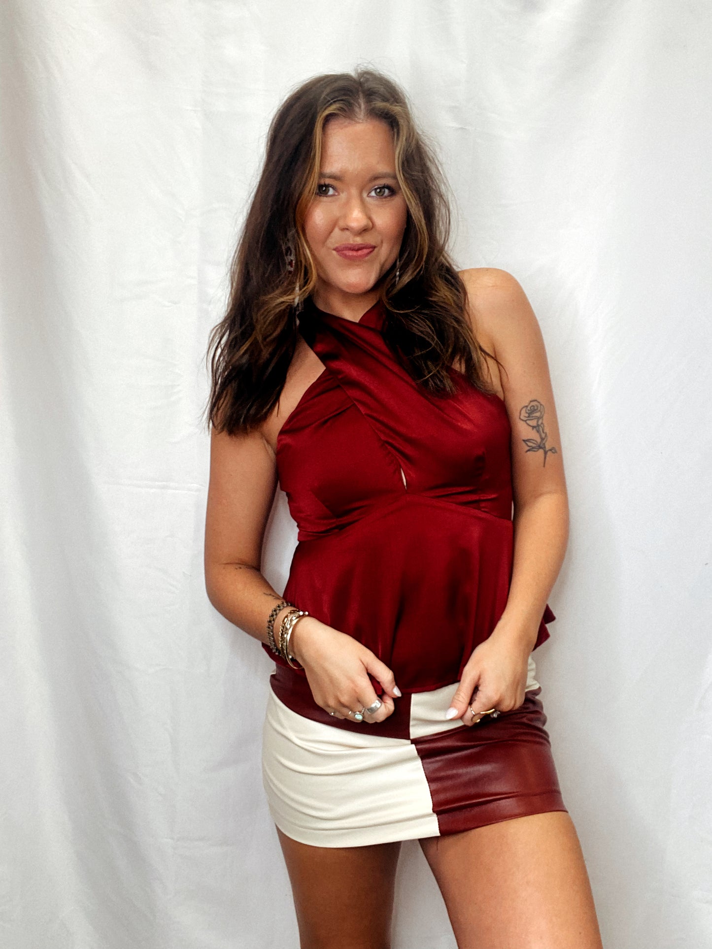 Hustle Up Satin Halter Top