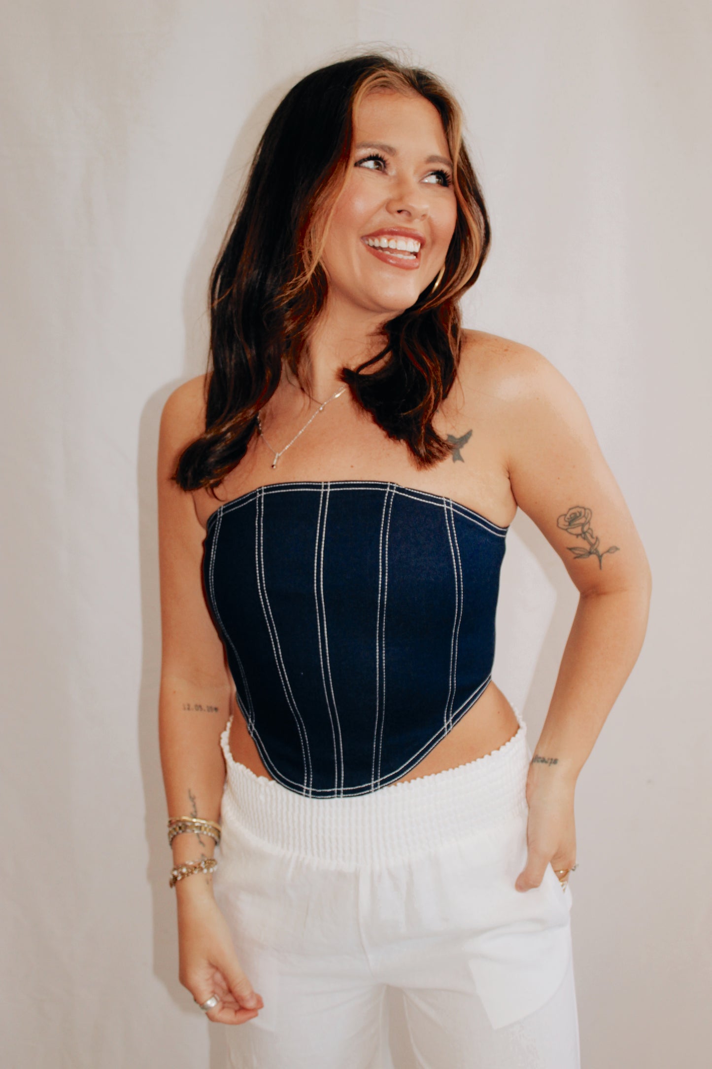 Delta Blue Denim Tube Top