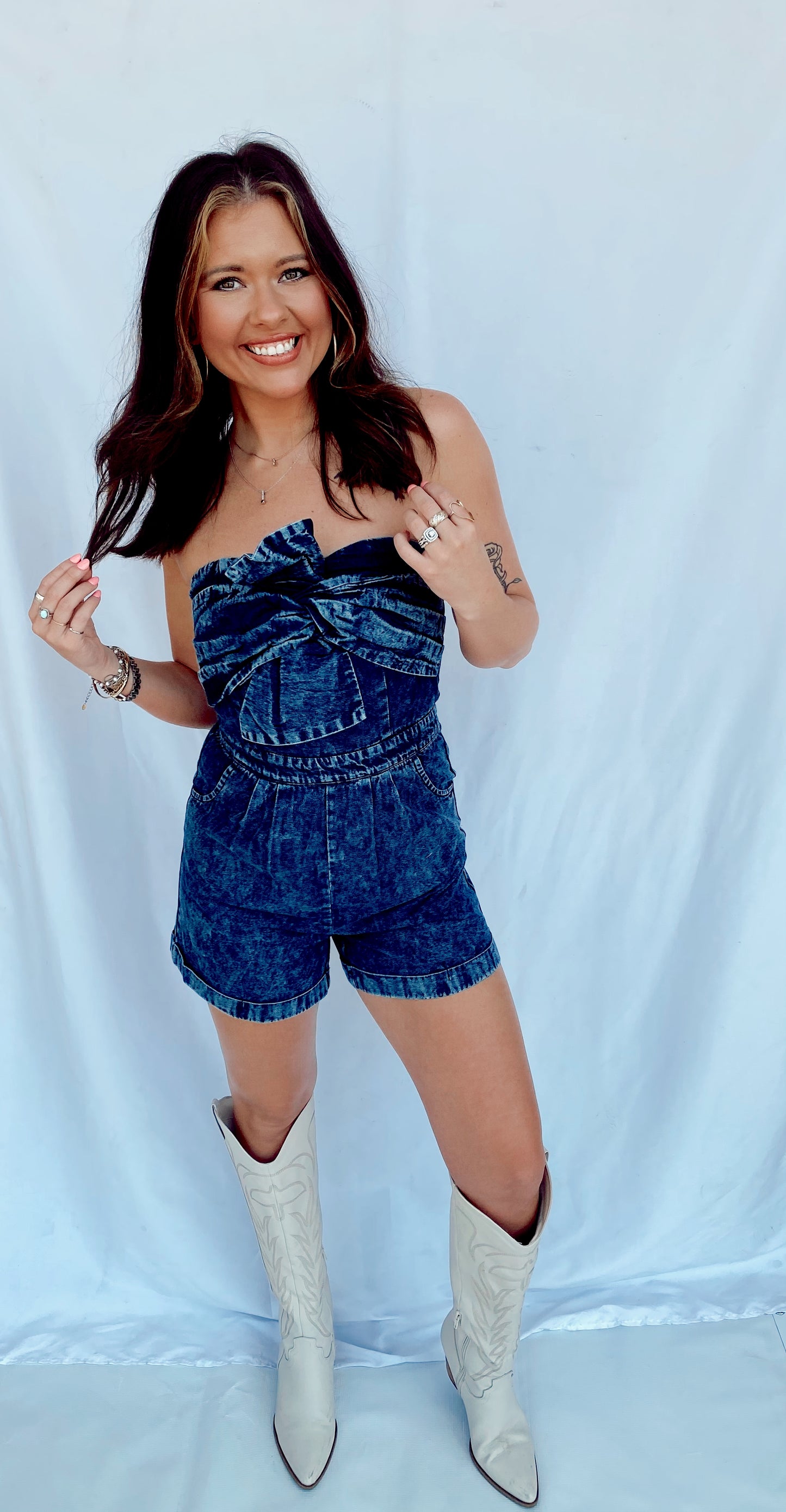 Done Deal Denim Romper