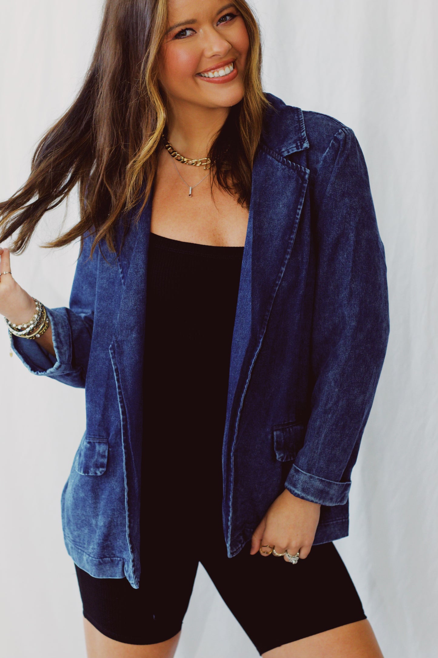 Crash the Party Demin Blazer