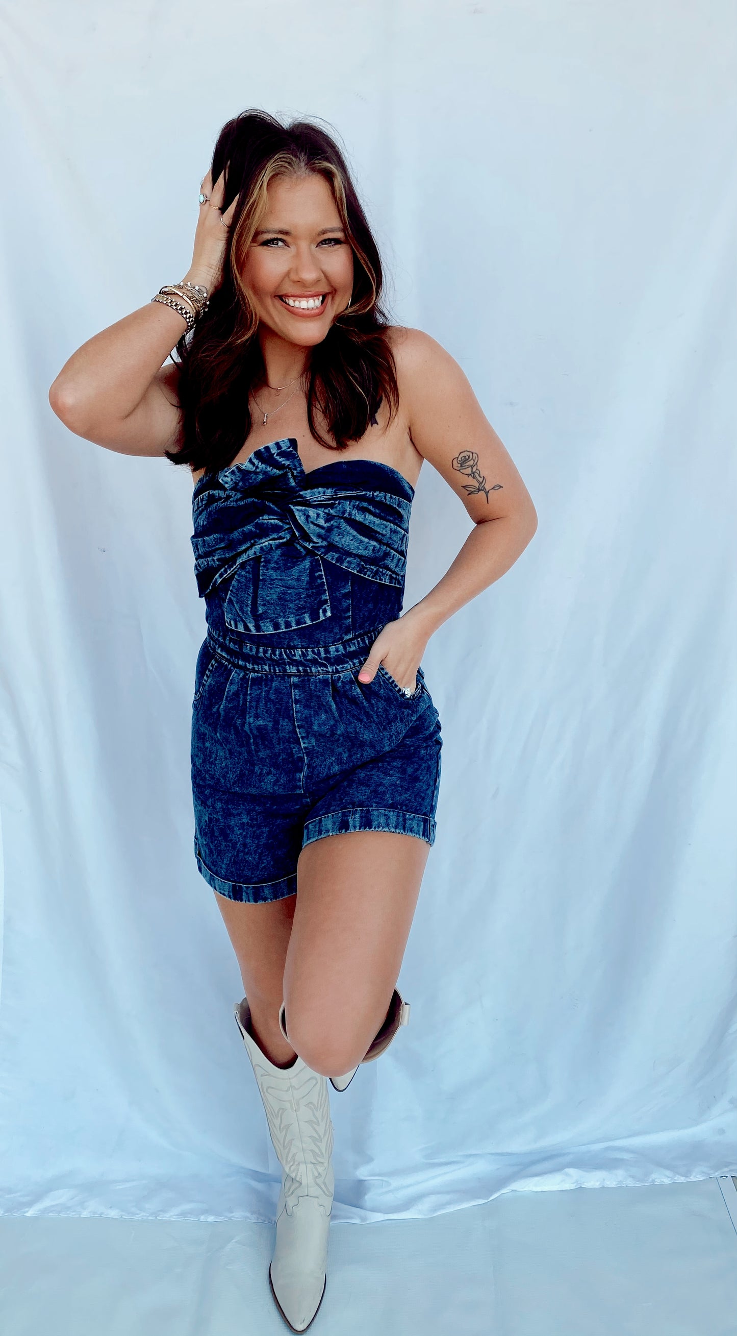 Done Deal Denim Romper