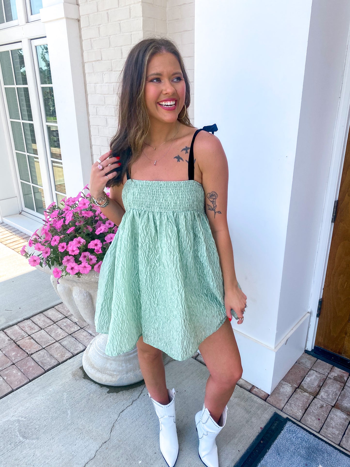 Serena Green Baby Doll Dress
