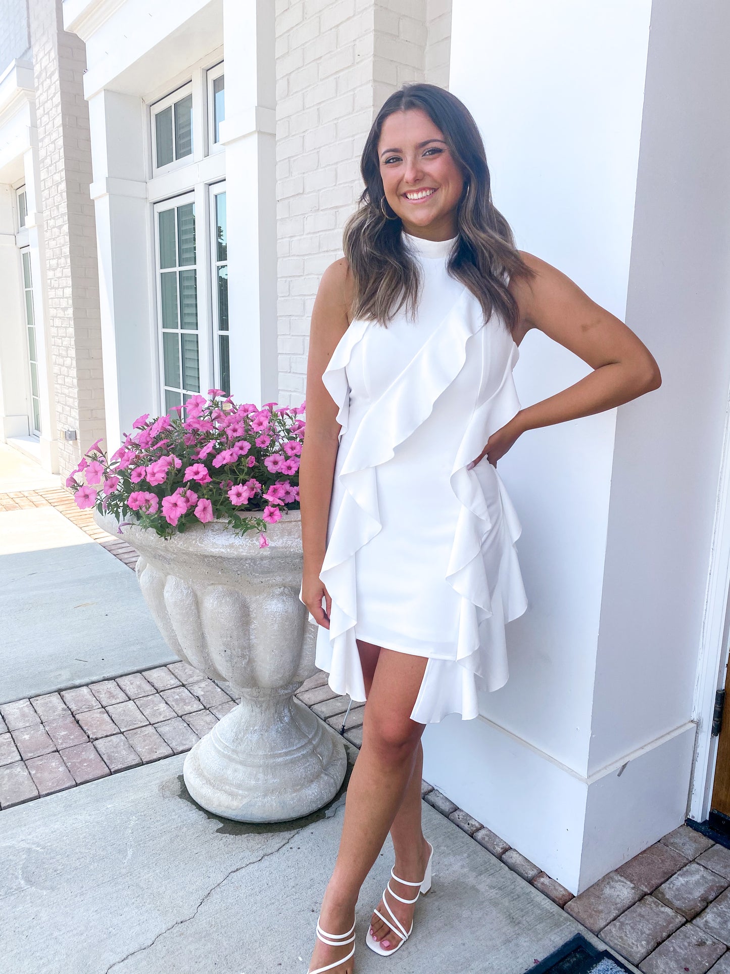 Emory White Ruffle Dress