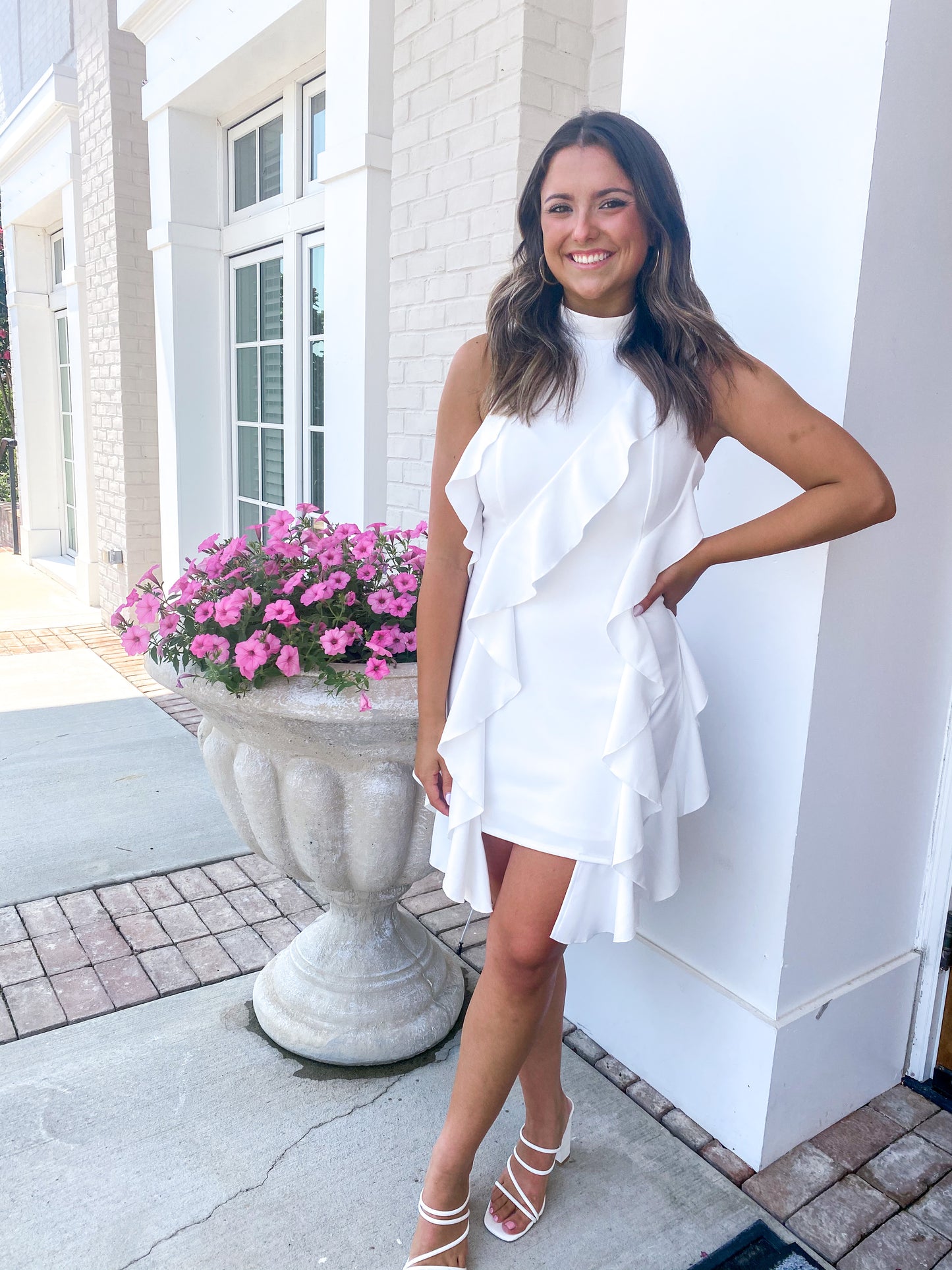 Emory White Ruffle Dress