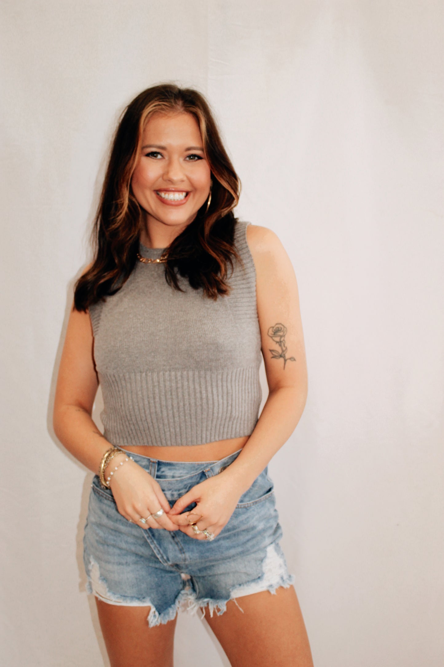 Don't Mind Me Grey Knit Top