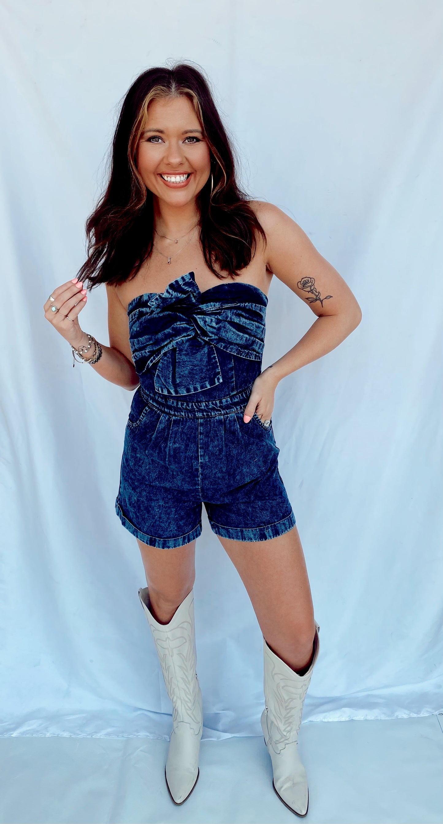 Done Deal Denim Romper