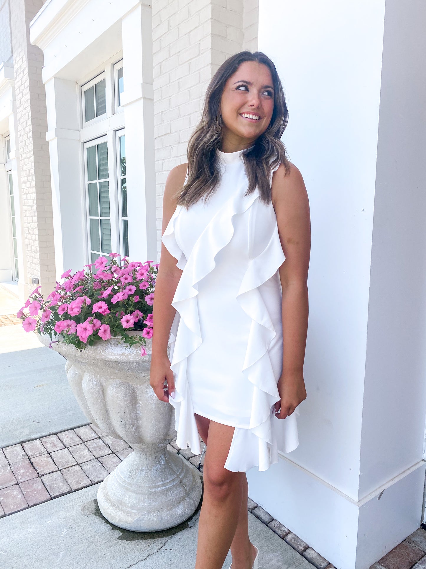 Emory White Ruffle Dress