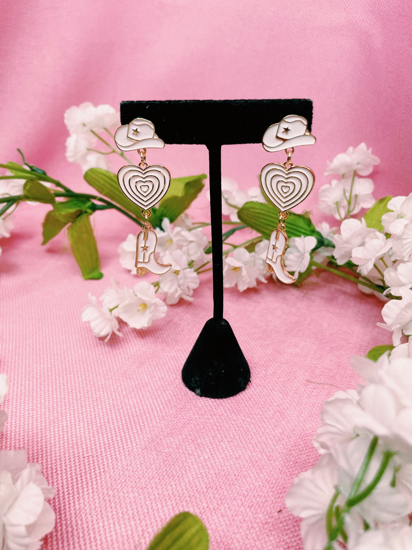 Meant To Be White Boot Earrings