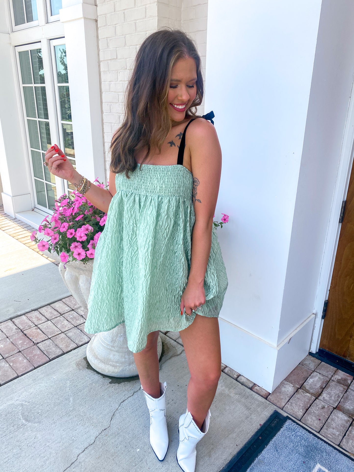 Serena Green Baby Doll Dress