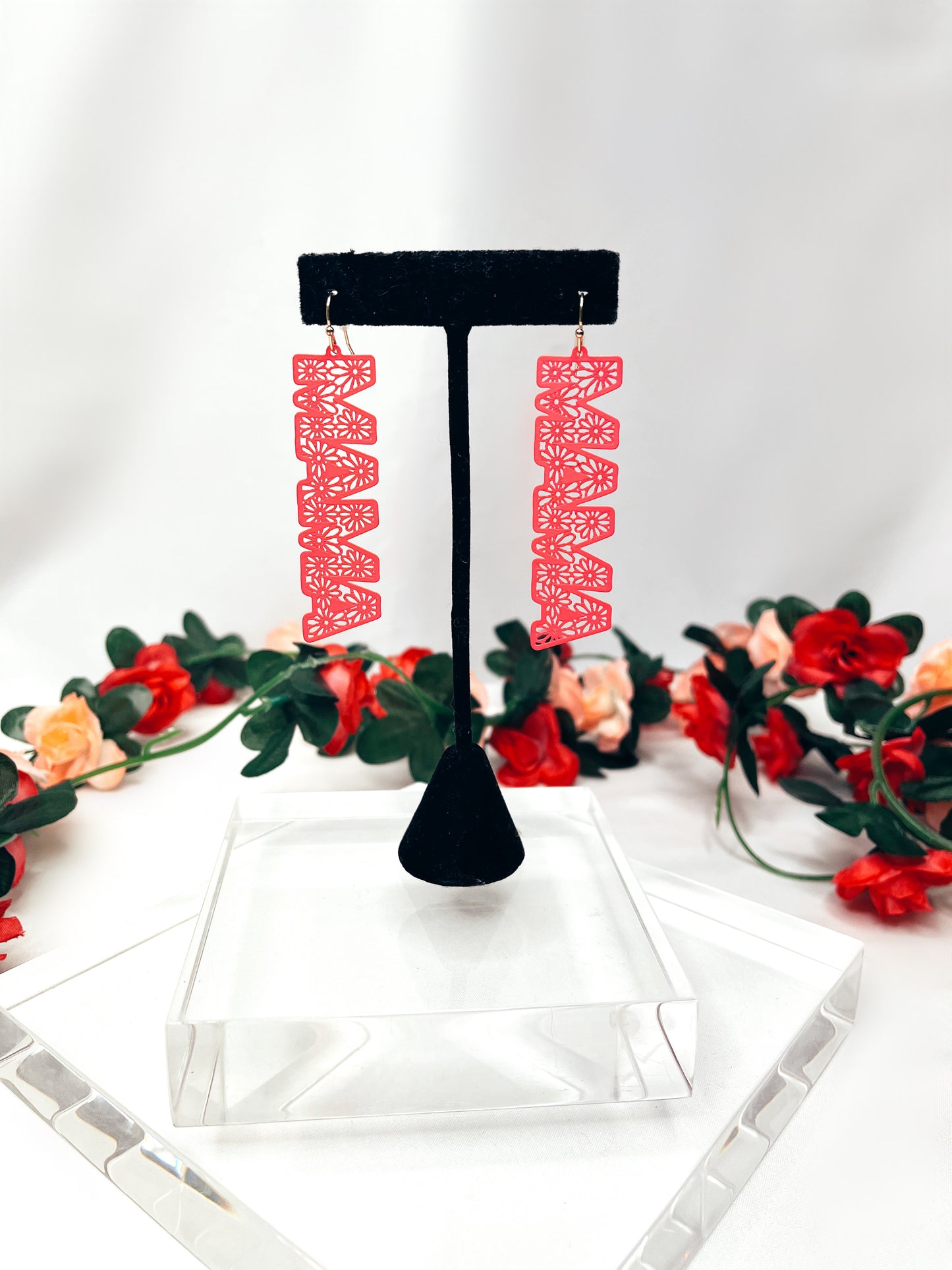 Hot Pink Floral MAMA Earrings