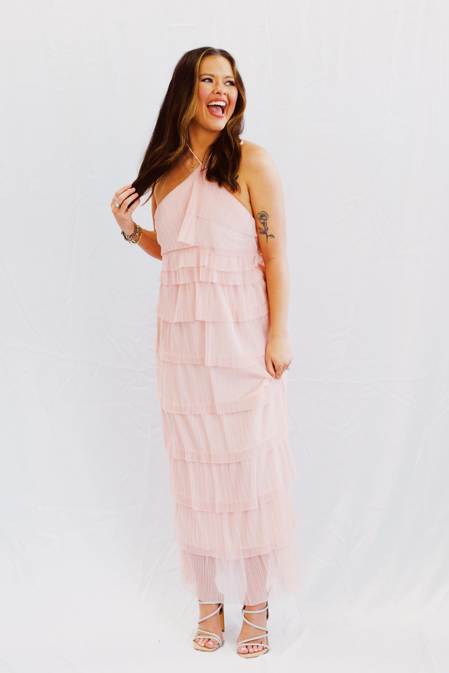 You Make Me Blush Ruffle Maxi Dress