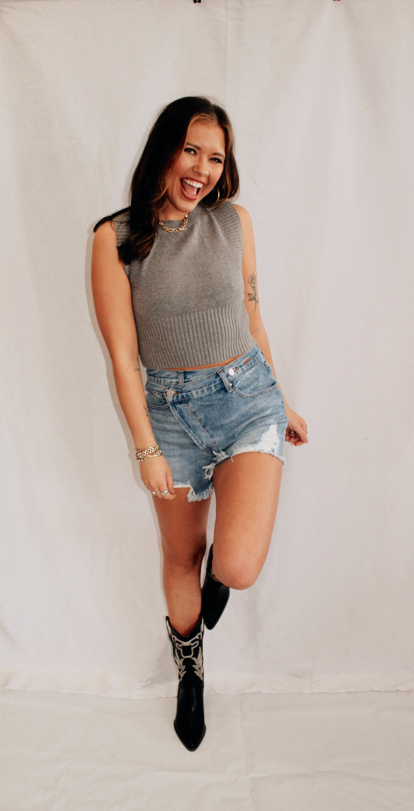 Don't Mind Me Grey Knit Top
