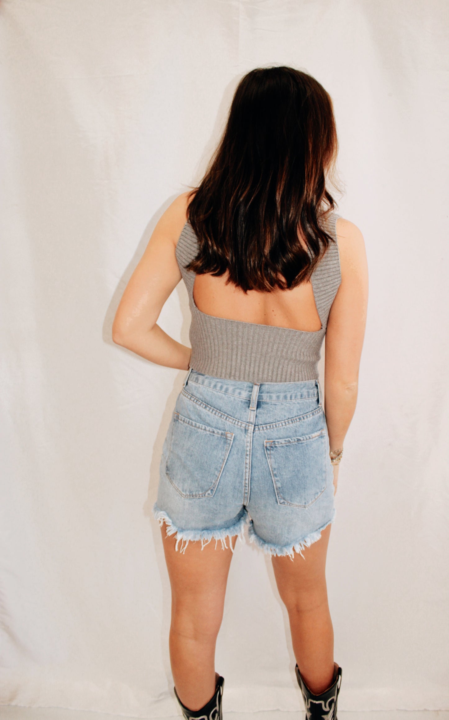 Don't Mind Me Grey Knit Top