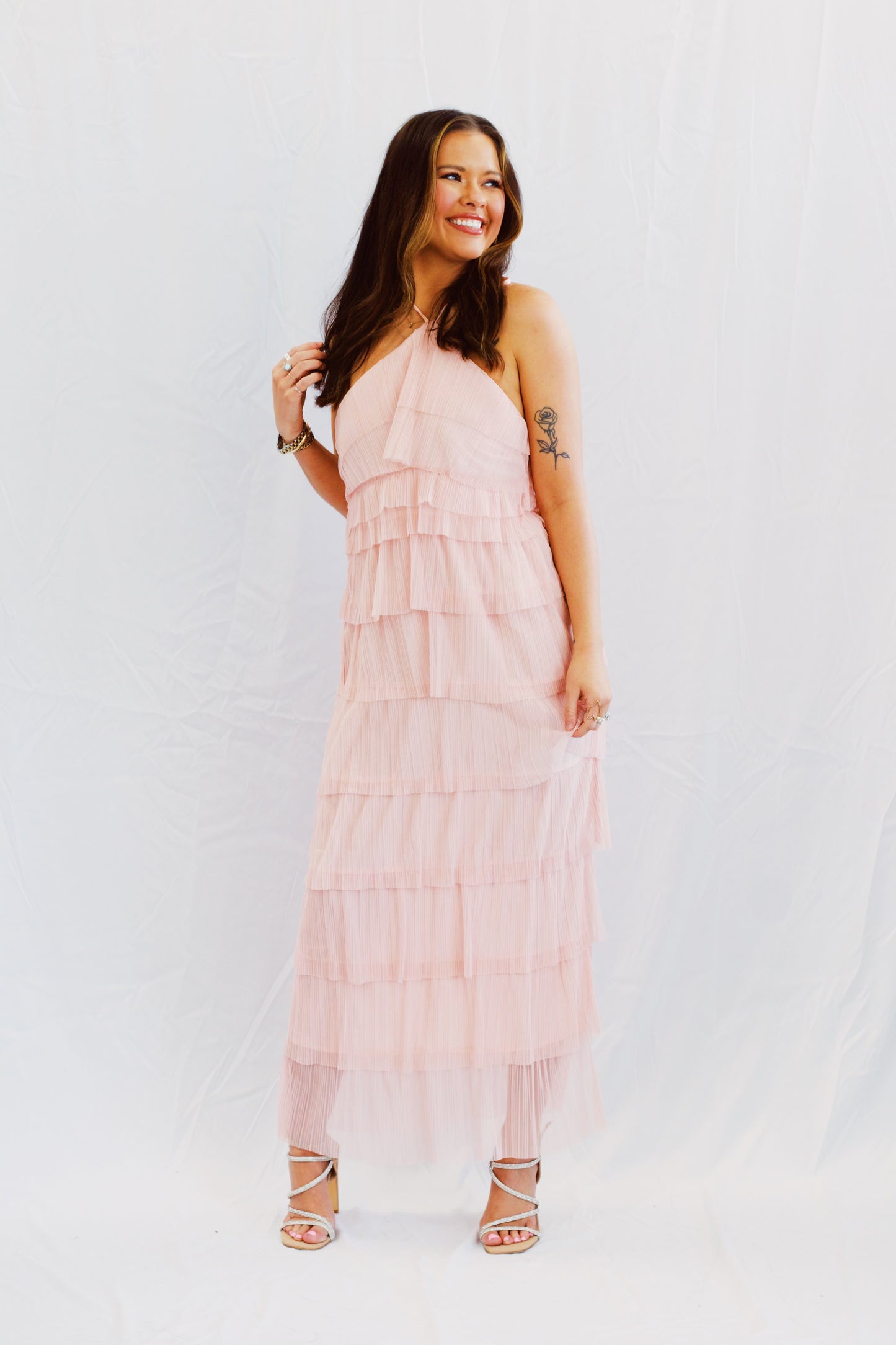 You Make Me Blush Ruffle Maxi Dress
