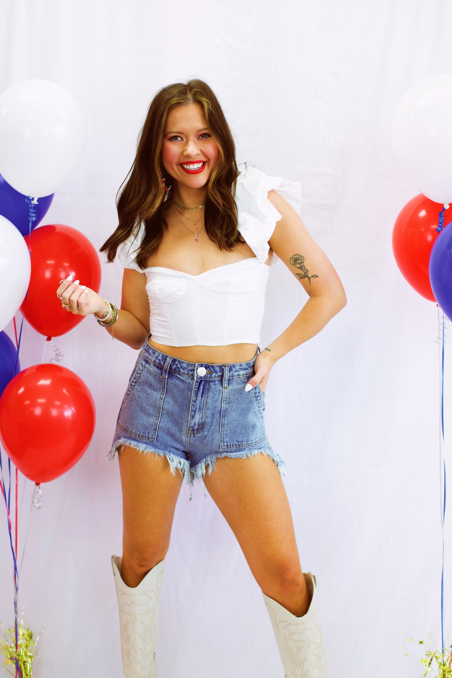 Firework White Top With Sleeve Detail