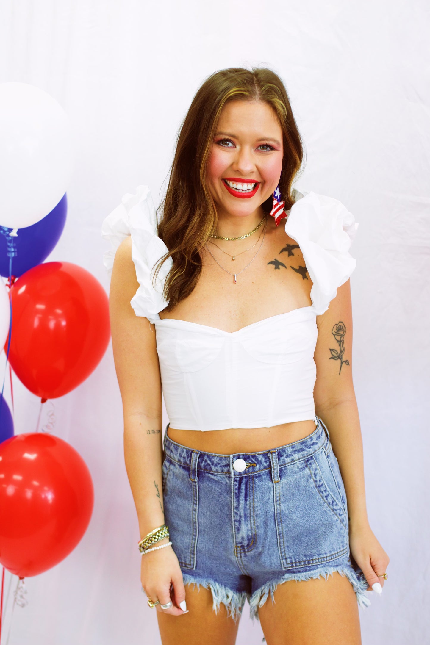 Firework White Top With Sleeve Detail
