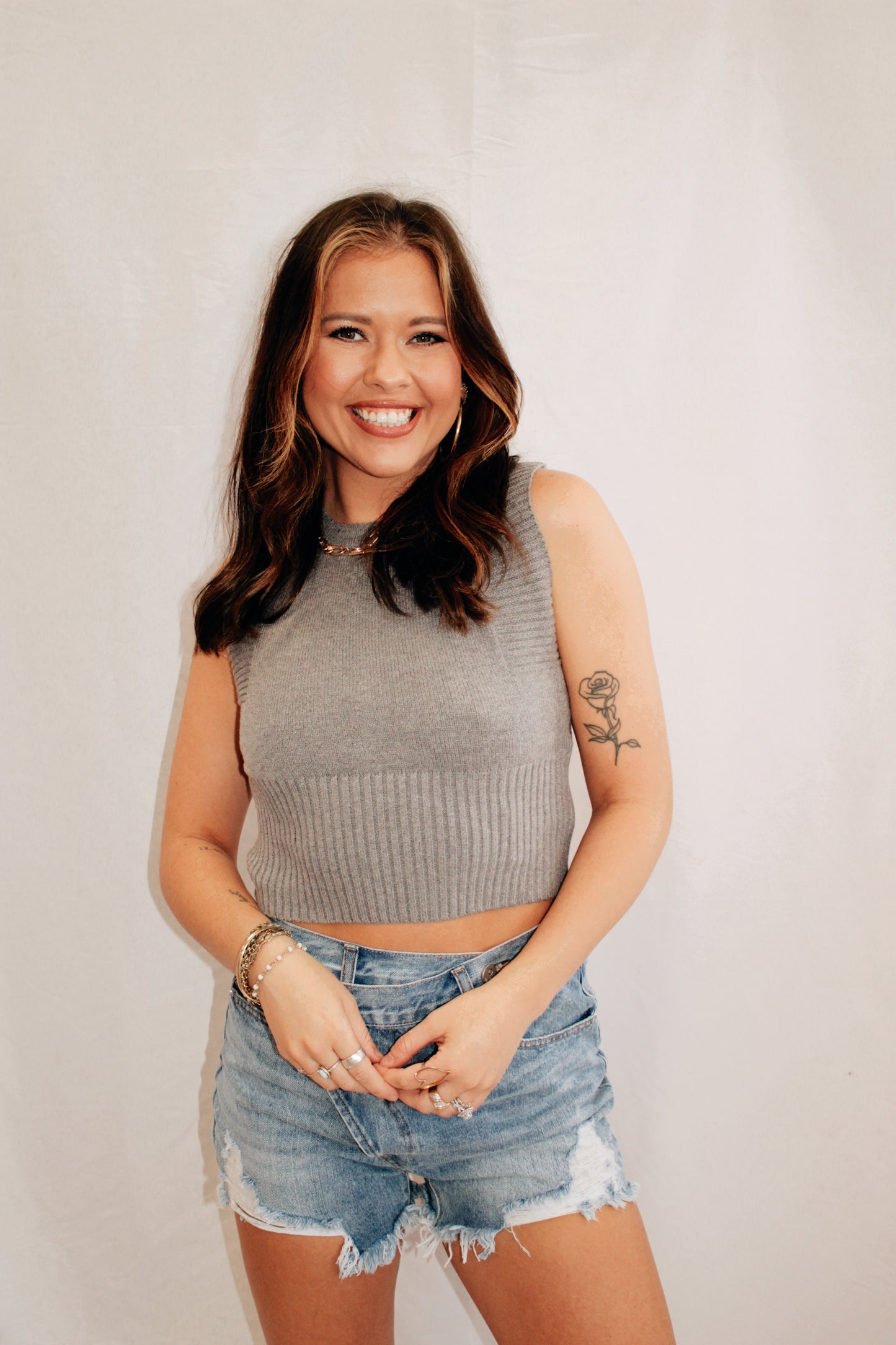 Don't Mind Me Grey Knit Top