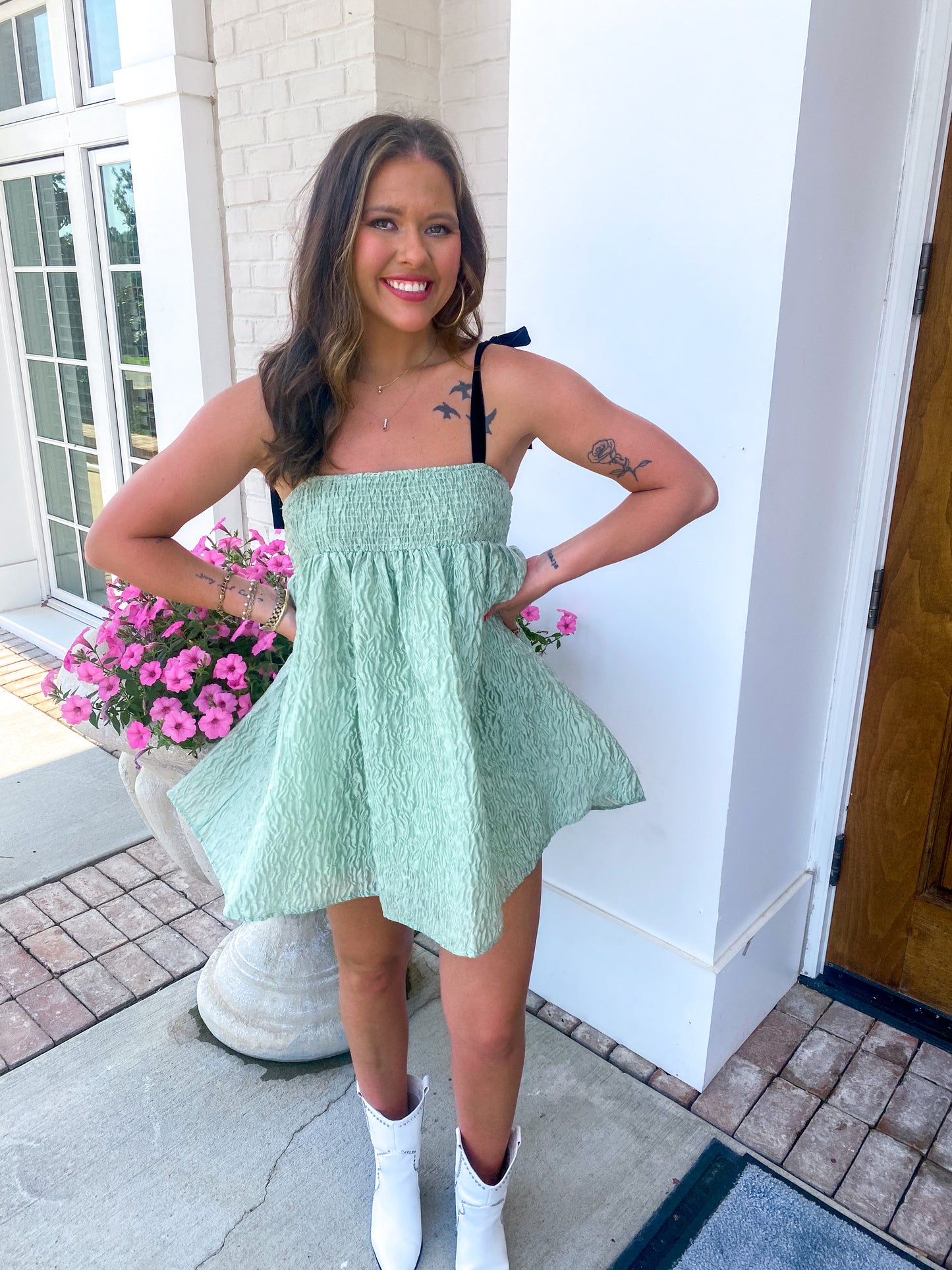 Serena Green Baby Doll Dress