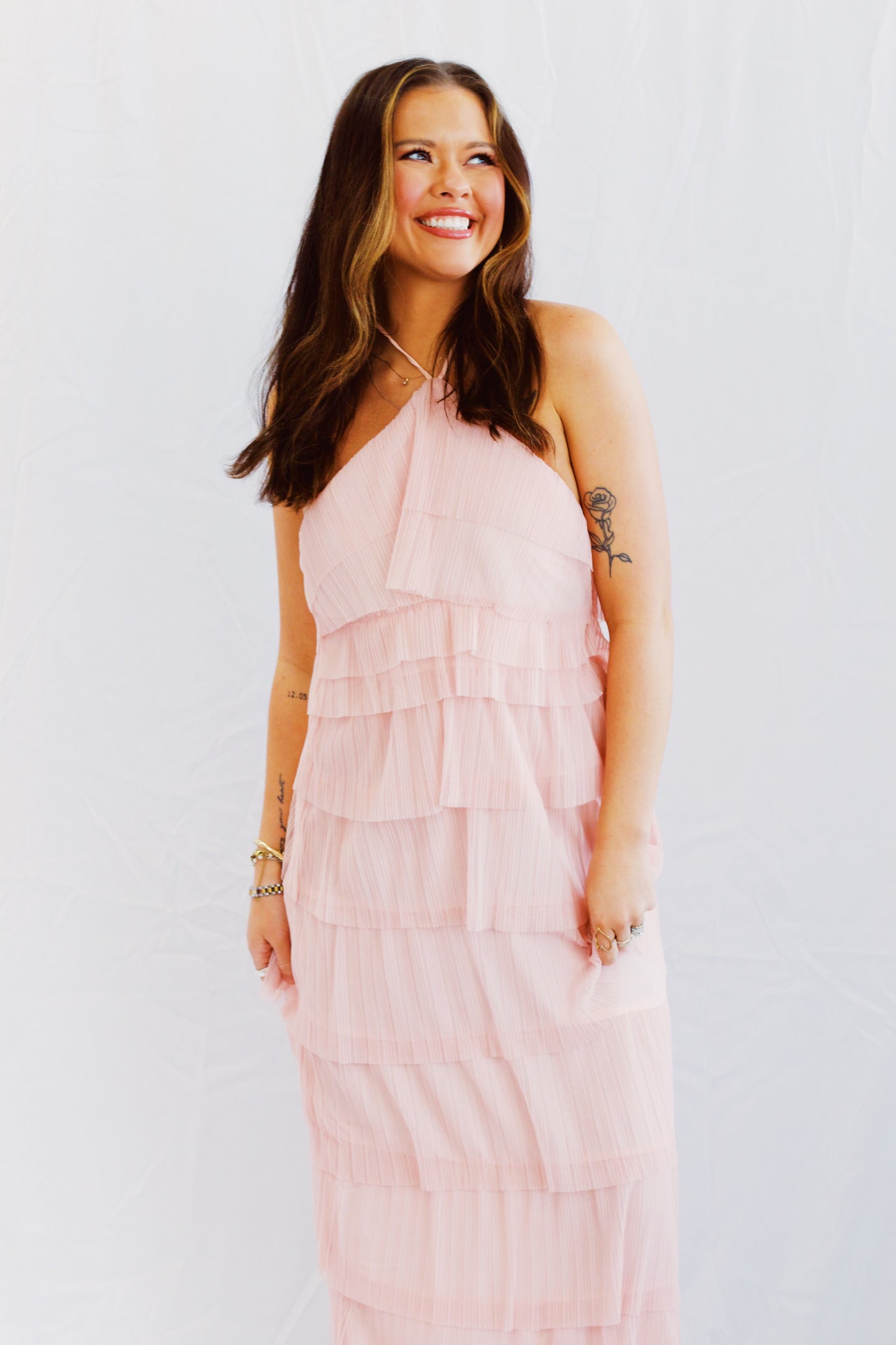 You Make Me Blush Ruffle Maxi Dress