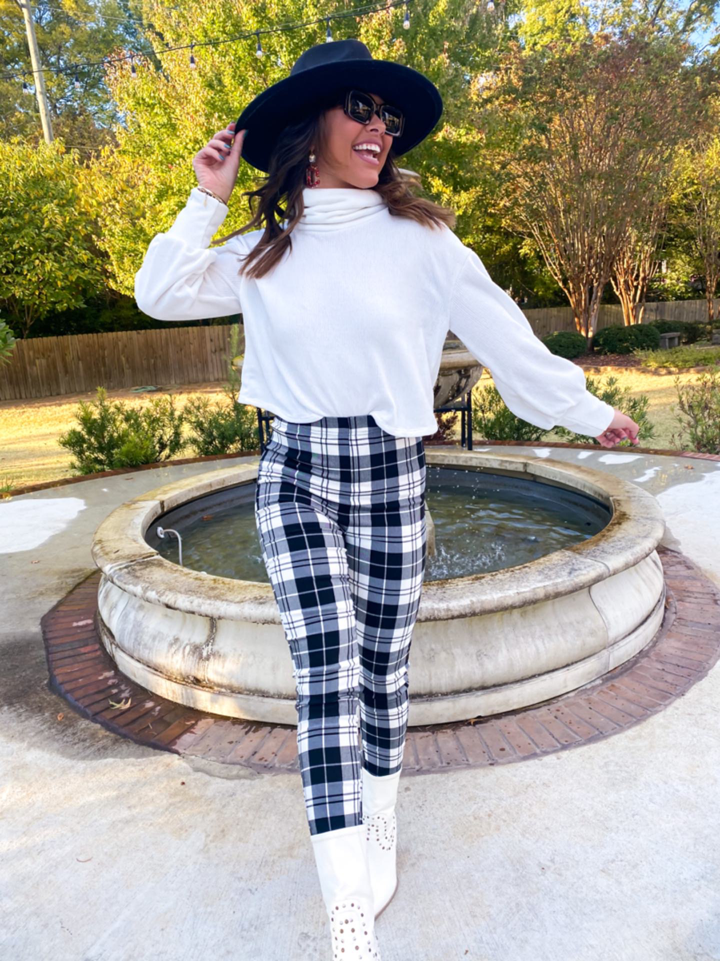 Take Me Out Black + White Plaid Leggings