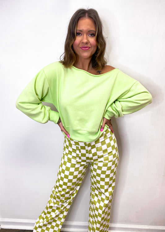 Lime Cropped Pullover